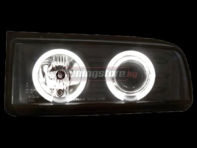 Кристални фарове за VW Corrado "Angel Eyes" CCFL - черни