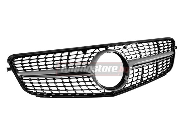 Хром/ сива решетка за Mercedes W204 C-class 2007-2014 - диамантена