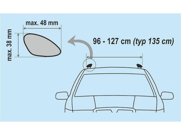 Алуминиев багажник за Porsche Cayenne с отворени релси 2011-2017 - 135см