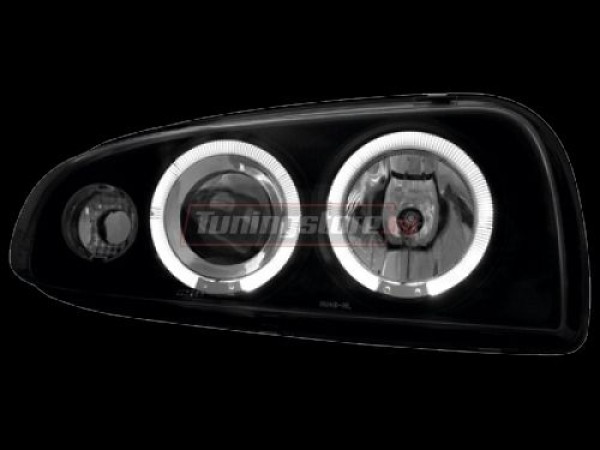 Кристални фарове Angel Eyes за Ford Fiesta MK4 (1996 - 1998) - черни