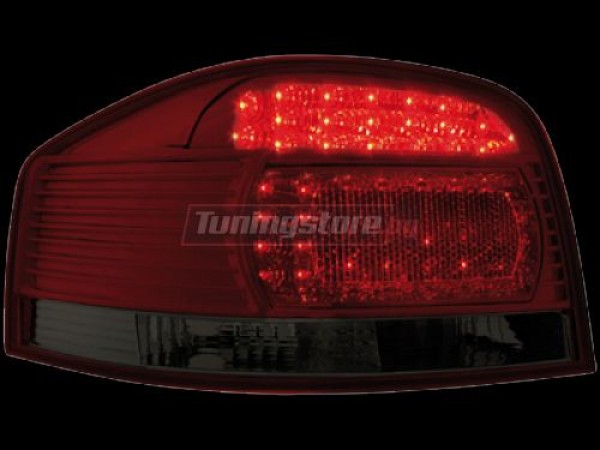 Диодни стопове за Audi A3 (2003 - 2008) - червени / опушен хром