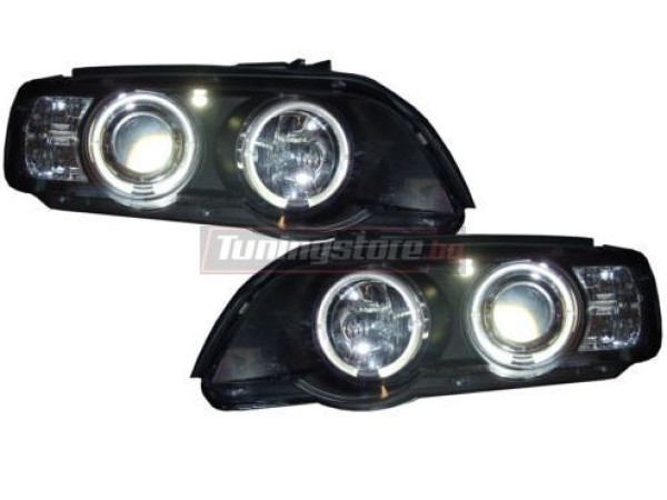 Кристални фарове Angel Eyes за BMW X5 (1999 - 2003) - черни Кристални фарове Angel Eyes за BMW X5 (1999 - 2003) - черни