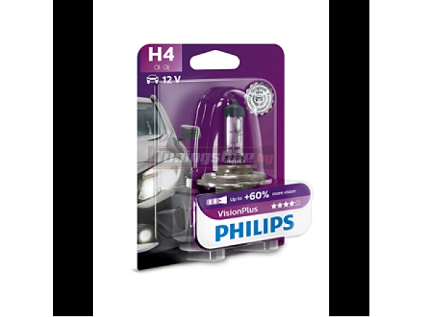 Крушка H4 Philips vision plus +60% светлина 12V 55W