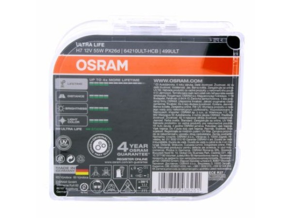 Халогенна крушка Н7 - Osram Ultra Life - 2бр. блистер