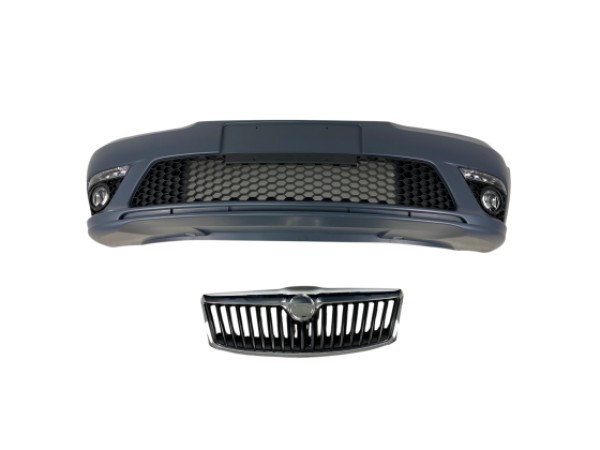 Предна броня за Skoda Octavia 2 2009-2013 facelift с дневни светлни и халогени