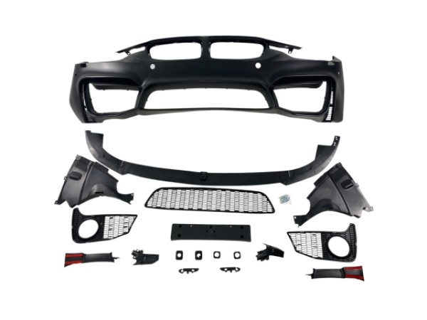 Предна Броня за BMW F30 2011-2019 - M3 с лип спойлер - с отвори за парктроник, с отвори за халогени