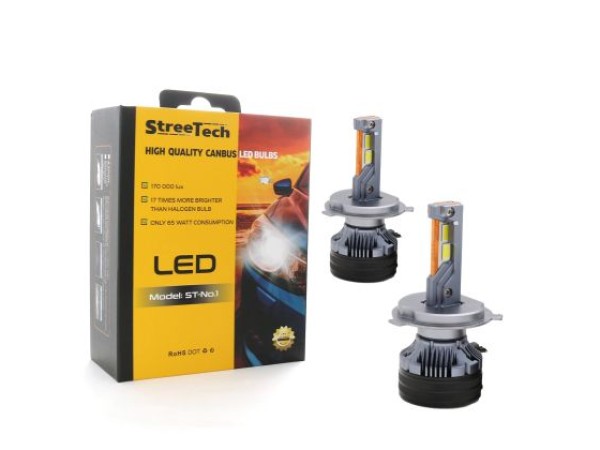 Би Лед крушки - Bi-Led система H4 Streetech модел STN1 за фарове - 170 000 Лукса, 65W - Canbus 6000K - 1700% повече светлина