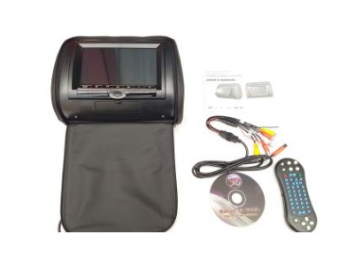 7" DVD плеър в подглавник с USB и безжичен джойстик за видеоигри - черен