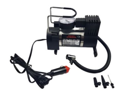 Компресор за гуми 12V, 120W, 10A с манометър, с букса за запалка и 3 приставки