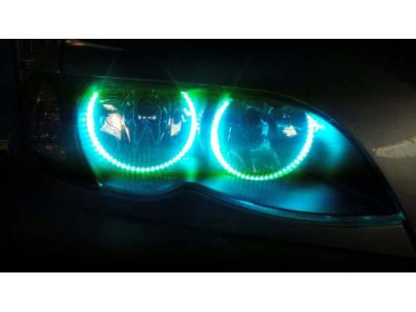 RGB Диодни Ангелски Очи за BMW E46 седан, комби (1998-2005) / купе (1998-2003) - със смяна на цветовете