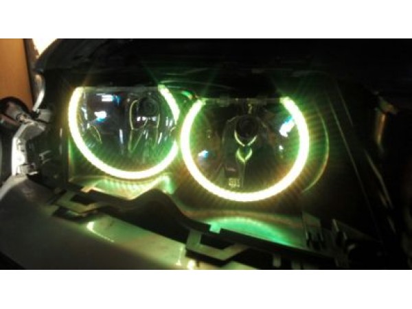 RGB Диодни Ангелски Очи за BMW E46 седан, комби (1998-2005) / купе (1998-2003) - със смяна на цветовете