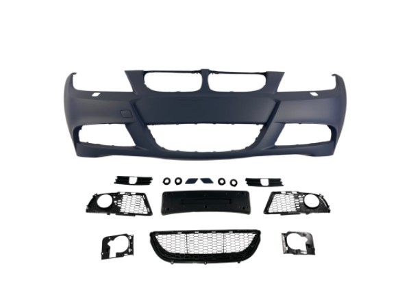 Предна броня за BMW E90 / E91 от 2008-2012 - M-Tech дизайн с отвори за пръскалки, без парктроник грундирана