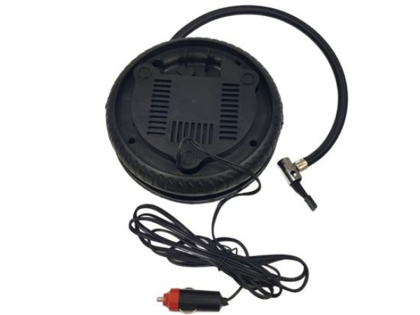 Компресор за гуми с манометър, 12V с букса за запалка - кръгъл
