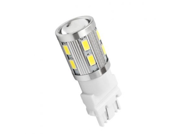 Диодна крушка тип T25 3156 CANBUS с 16 SMD диода 5630 и лупа - единична светлина - бяла