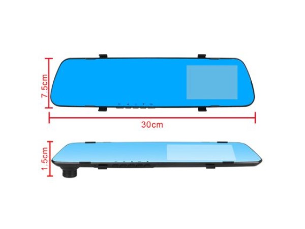 Видеорегистратор DVR 1080 FULL HD с 4" LCD дисплей в огледалото и камера за задно виждане и запис