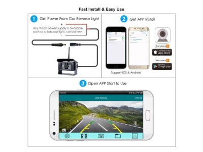 WiFi Камера за задно виждане за телефон за бус, камион, кемпер - с 18 ярки диода - модел 2