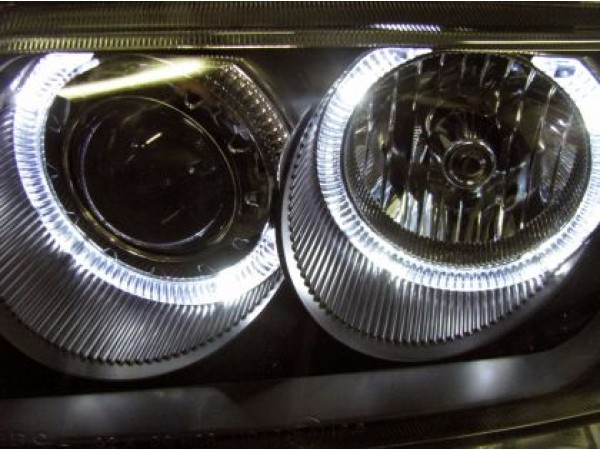 Кристални фарове за BMW E36 Angel Eyes (1991-2000) 4d sedan - черни