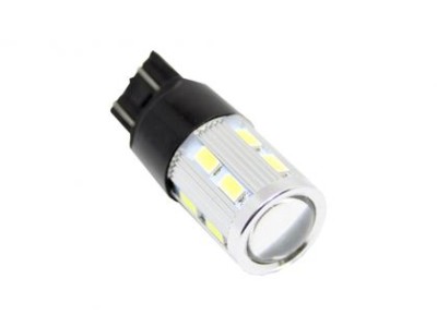 Диодна крушка тип T20 CANBUS с 16 SMD диода и лупа 5630 двойна светлина червена