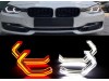 Диодни Ангелски Очи за BMW F30 - U-Design - с два цвята и функция мигач (бял и жълт)